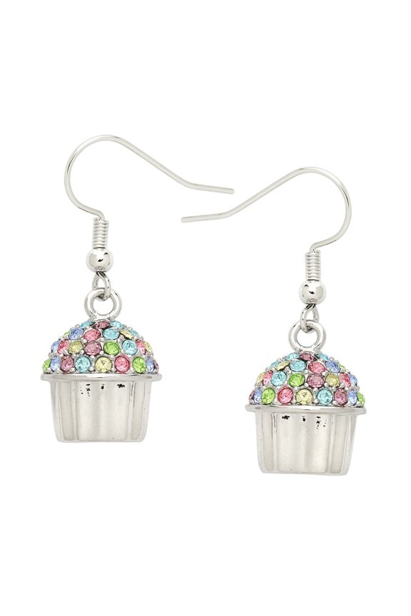 Cup Cake Earring Rhinestone Crystal Rhodium Plated E0755-MT