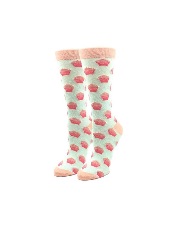Cup Cakes One Size Fits Most Green Ladies Crew Socks