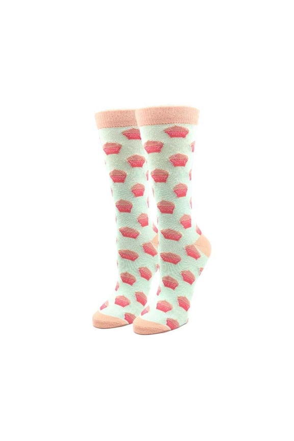 Cup Cakes One Size Fits Most Green Ladies Crew Socks