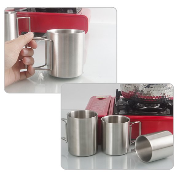 Cup Camping Cup 200ml/300ml/400ml Stainless Steel Water Cup Tea Cup Coffee Mug With Foldable Handles For Outdoor Camping Hiking Backpacking