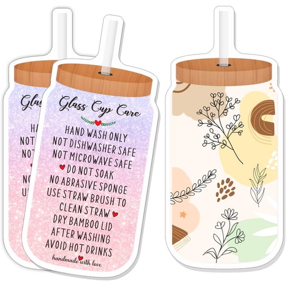 Cup Care Instructions Cards, Tumblers Care Instruction Insert for Small Business, Glass Cup Care Cards,Customer Directions Cards, Small Shop Package Insert,50 Pack 6JE044