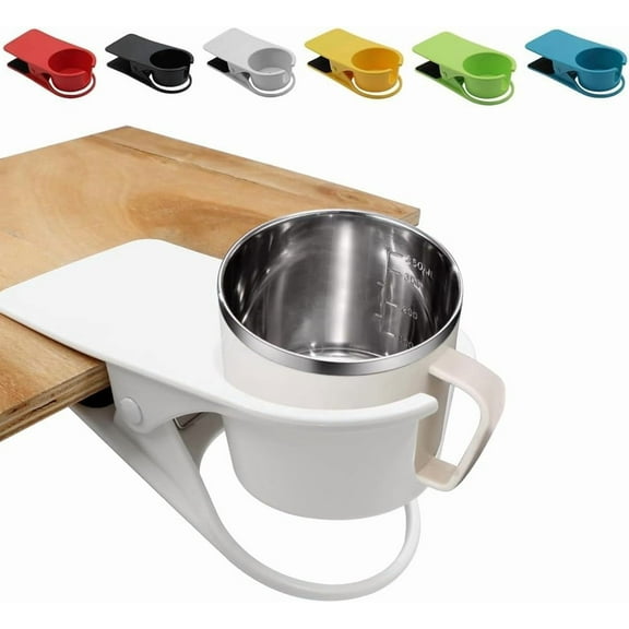 Cup Clip Drink Holder Beach Chair Cruise, Drink Holder for Beach Chair, 2025upgraded Desk Drink Holder Clips, Drinks Holders Chairs for Water Drink Beverage Soda Coffee Mug, White