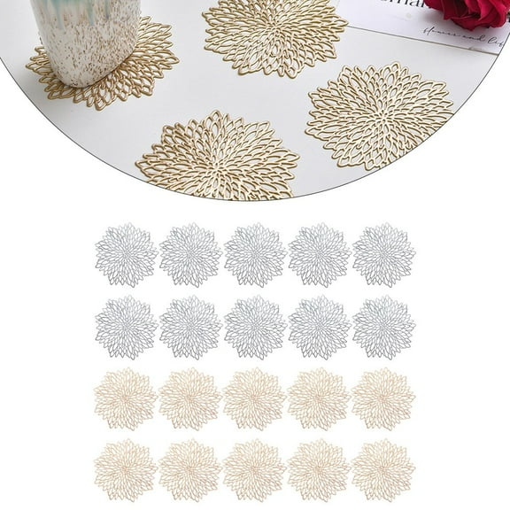 Cup Coasters, Dining Table Decorations, Insulated Small Cup Mats, 10Pcs Golden YIWEI