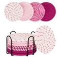 thumbnail image 1 of Cup Coasters Set of 8 for Drinks Beer Coffee Cotton Woven 4 Colors Absorbent Coaster with Holder Boho Coasters for Home Decor Tabletop Protection Suitable for Kinds of Cups(Pink), 1 of 6