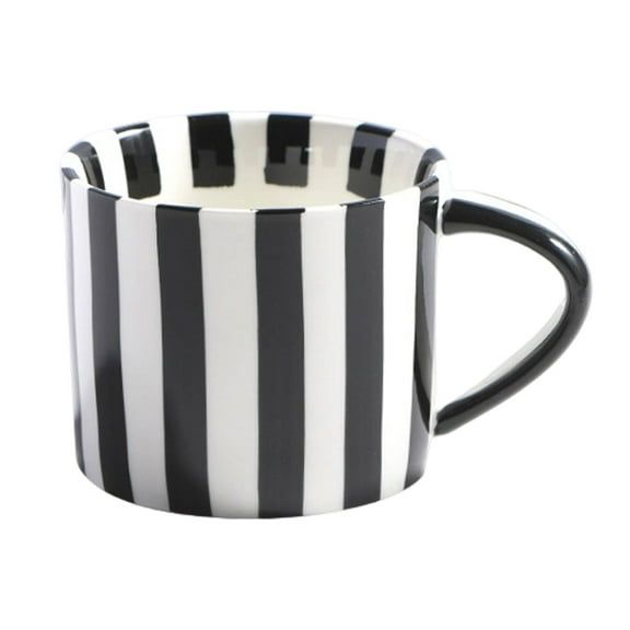 Cup Coffee cup 8 Oz Ceramic Coffee Mug Mug Striped Mugs Ceramic Teacup With Handle for Coffee Cocoa Daily Brews Tea Dishwasher & Microwave Safe,Black,2.38,Home