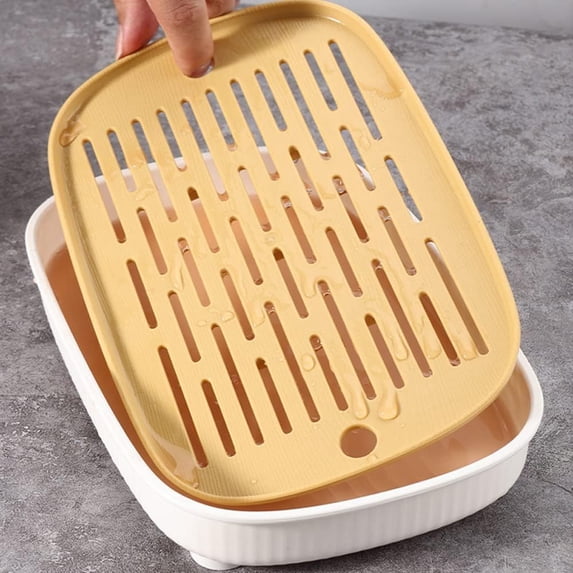 Cup & Dish Drying Rack Kitchen, Drain Board for Kitchen Sink, Dish Drain Tray with Drainboard for Counter, Coffee Table, Outdoor, Oak Almond, L
