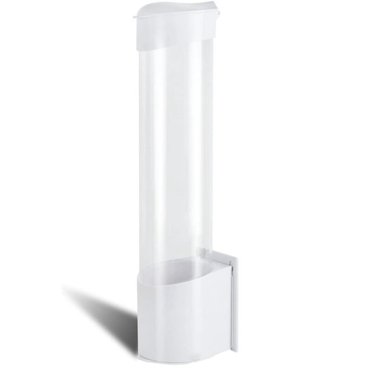 Wall Mount Cup Dispenser For 5 Oz Drinking Cups - White Base Clear Holder Single Unit