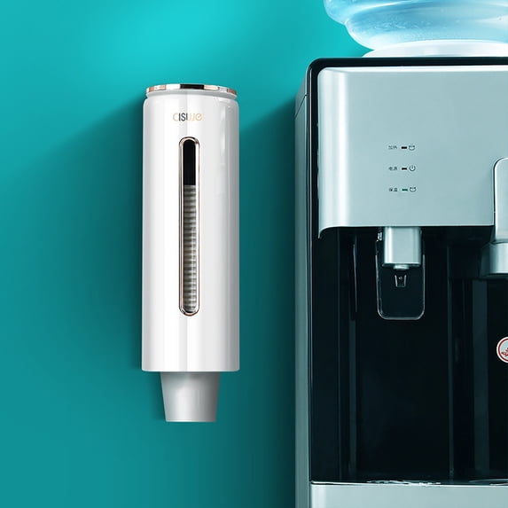 Long Tube Cup Dispenser, Wall Mounted Paper Cup Holder, No-Drill Installation, Large Capacity Storage Shelf, One-Cup Extraction Design