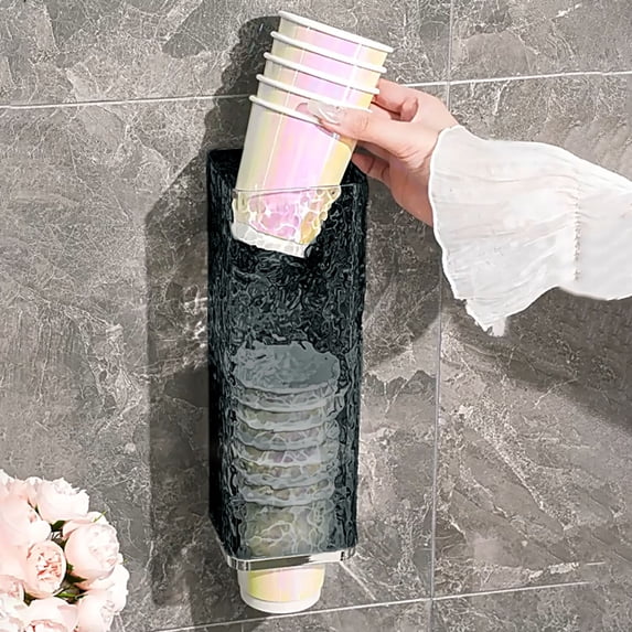 Cup Dispenser Wall Mount - Hygienic Paper Cup Holder, Touchless Pickup System, Easy-Clean Plastic Design, Space-Saving Home or Office Organizer