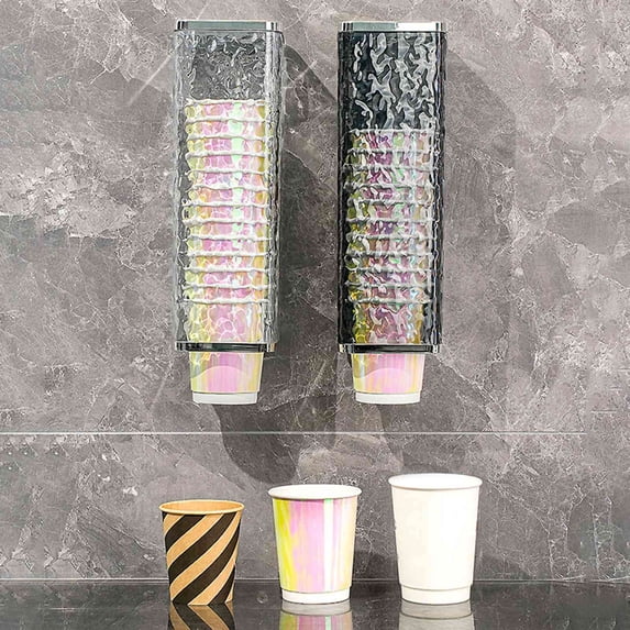 Cup Dispenser Wall Mount - Hygienic Paper Cup Holder, Touchless Pickup System, Easy-Clean Plastic Design, Space-Saving Home or Office Organizer