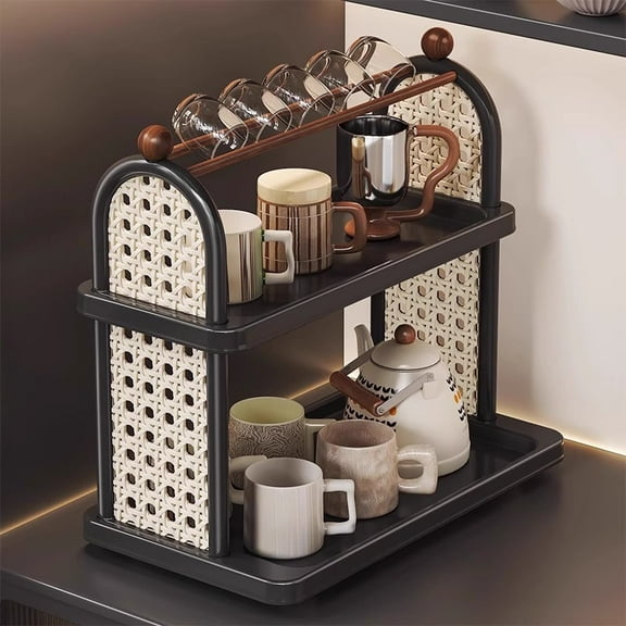 Cup Drying Rack, Countertop Mug Holder, Multi-Functional Kitchen Storage Organizer Shelf for Glasses, Tumbler, Teacups, Spice Rack