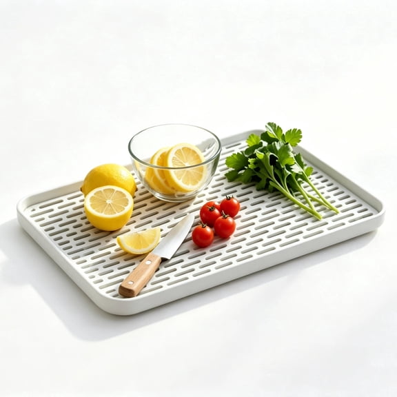 Large White Dish Drying Tray, Cup & Dish Drain Board for Kitchen Countertop Sink