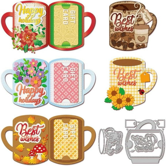 Cup Gift Card Holder Cutting Dies for Card Making Coffee Tea Cup Cut Die for DIY Scrapbooking Journal Embossing Paper Craft Decor