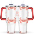 thumbnail image 1 of Cup with Handle and Straws 40 oz Insulated Cute Crab Marine Adorable Travel Cup Birthday Present for Women Girls Daughter Mom Gifts for Him/Her Coffee Mugs, 1 of 7