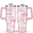thumbnail image 1 of Cup with Handle and Straws 40 oz Stainless Steel Abstract Modern Oil Painting Travel Coffee Mug Birthday Present for Women Girls Daughter Mom Gifts for Him/Her Coffee Mugs, 1 of 7