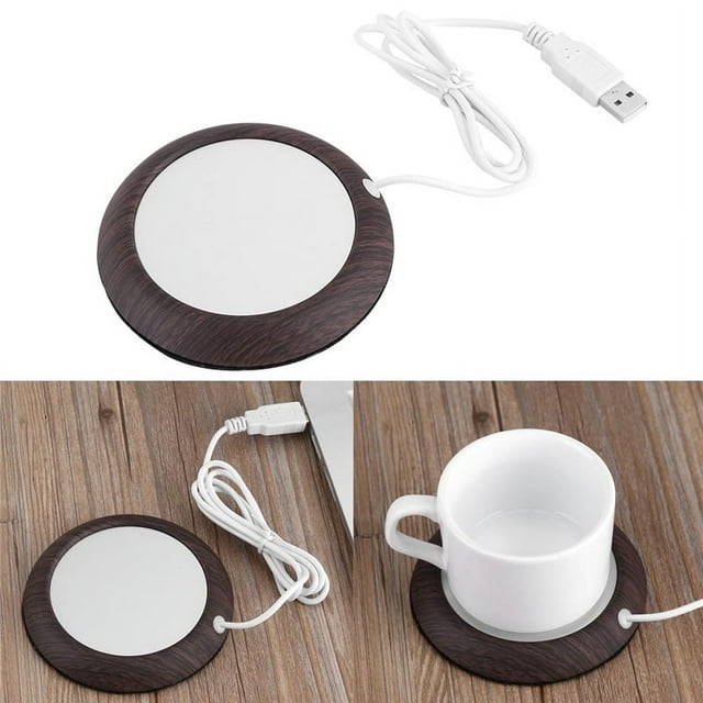 Cup Heater, Portable Cup Mug Warmer Heating Pad, Wooden Grain Cup Water/Beverage/Coffee/Milk Electric Warmer Pad - Fit for Most Stainless Steel Cup, Ceramic Cup, Glass Cup, Feeding Bottle