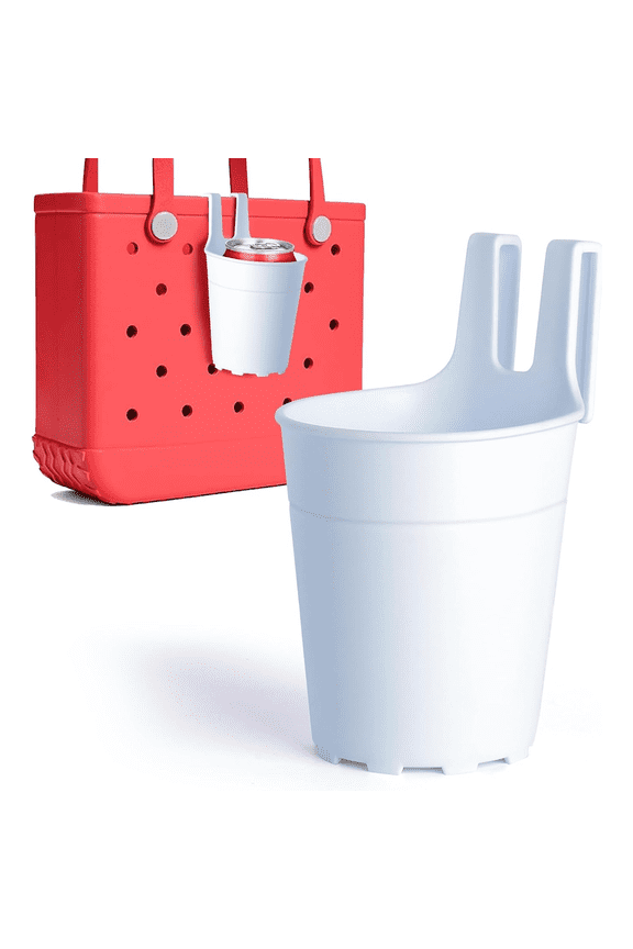 Cup Attachment for Bogg Bag, White Beach Bag Drink & Water Bottle Holder, Essential Easy-Install Bogg Bag Accessories for Outdoor & Beach Use
