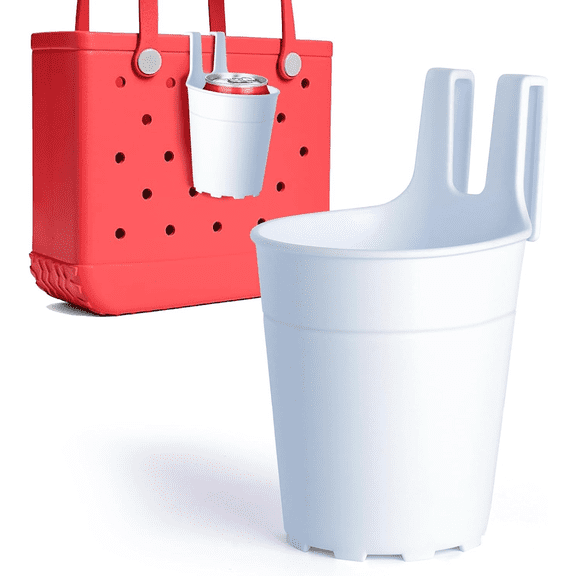 Cup Attachment for Bogg Bag, White Beach Bag Drink & Water Bottle Holder, Essential Easy-Install Bogg Bag Accessories for Outdoor & Beach Use