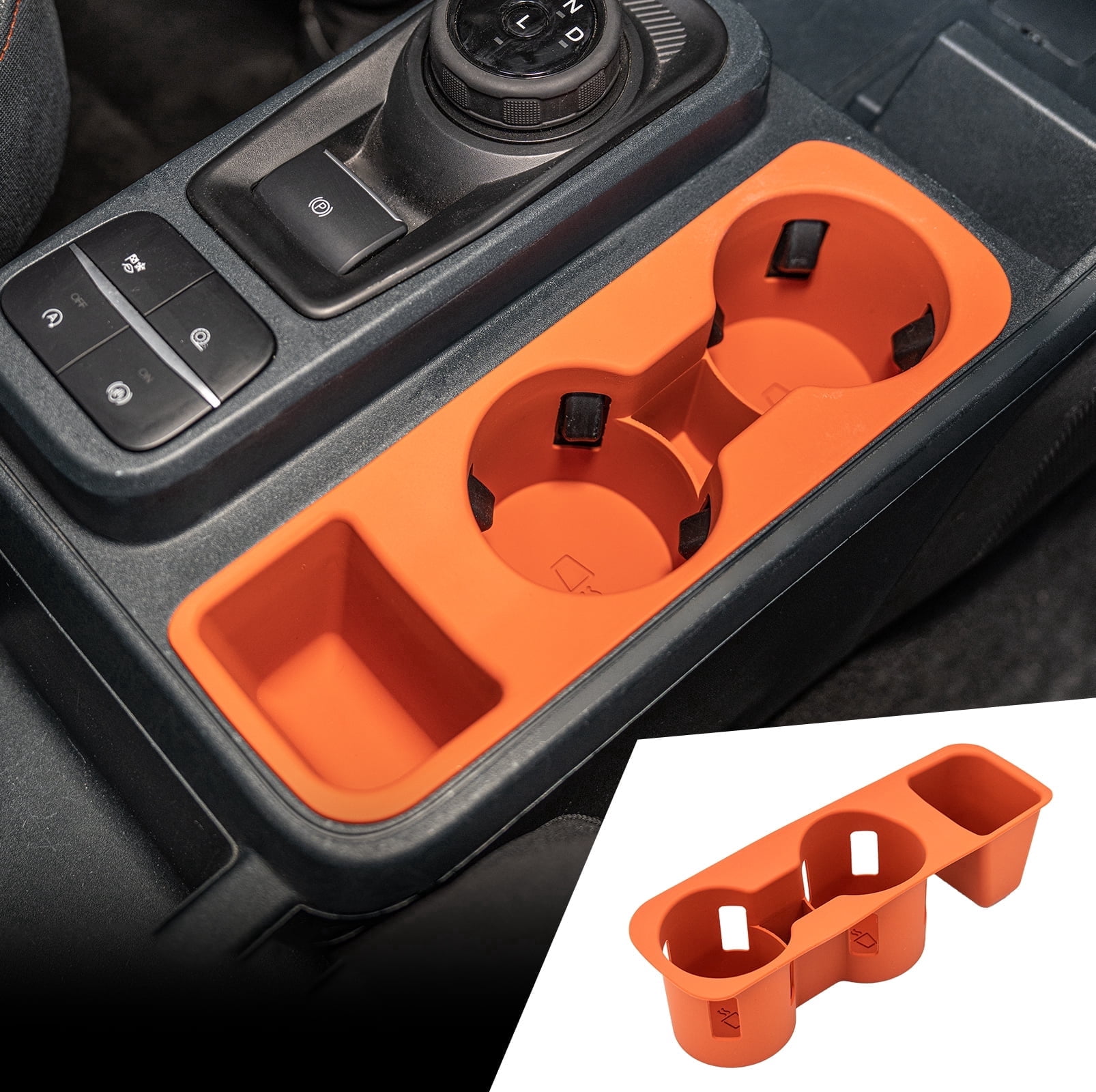 Cup Holder Compatible with 2022-2025 2026 Ford Maverick Cup Holder Silicone Insert Center Console Drink Holder Silicone Orange Bottle Holder Interior Decoration for 2024 Maverick Accessories