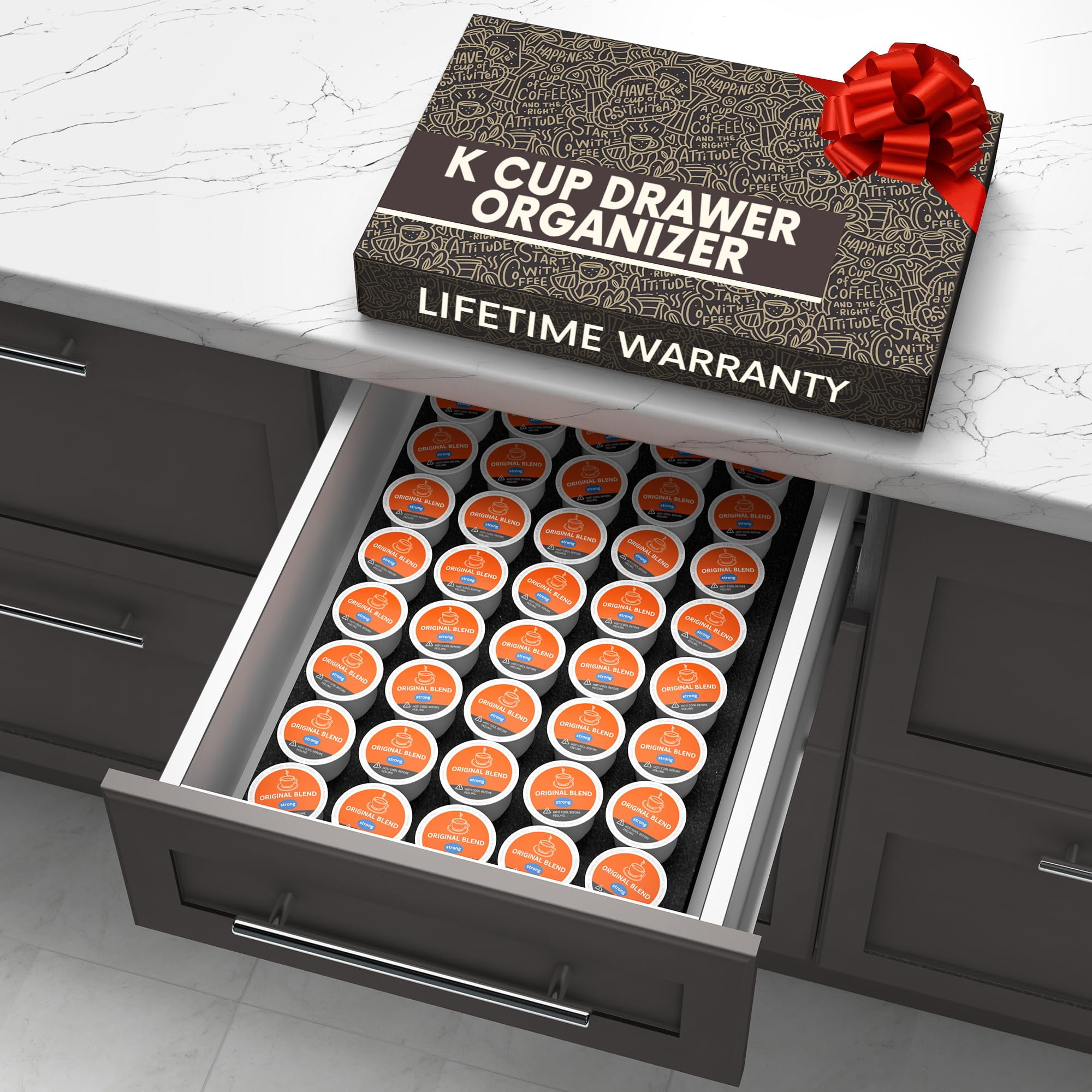 Black Foam 40-Slot K-Cup Drawer Organizer Tray