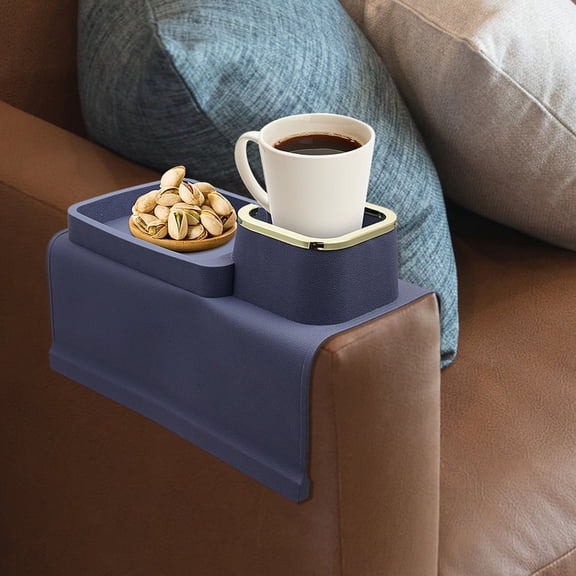 Cup Holder for Couch, Sofa Armrest Tray, Couch Tray Silicone Cup Holder Tray for Arm Chair Recliner, Anti-Slip Armrest Organizer Holder for Remote Control Cellphone