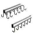 thumbnail image 1 of Cup Holder Under Cupboard,Kitchen Under Cabinet Utensils Hanging Hooks Rack, Drilling Free Cabinet Door Hanging Hook Rack,6/12 Hooks Kitchen Storage Utensil Organizer Hook Rack（2 Pack Black）, 1 of 6