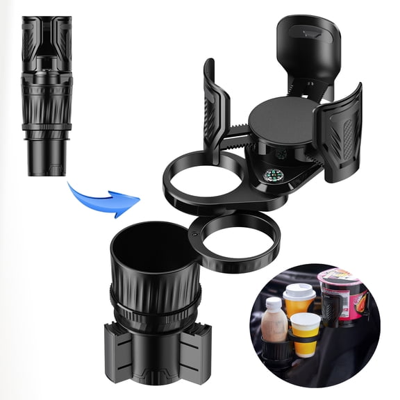 Cup Holder Expander for Car 4 in 1 Car Cup Holder Expander with Adjustable, 360 Degree Cup Holder Adapter with Compass