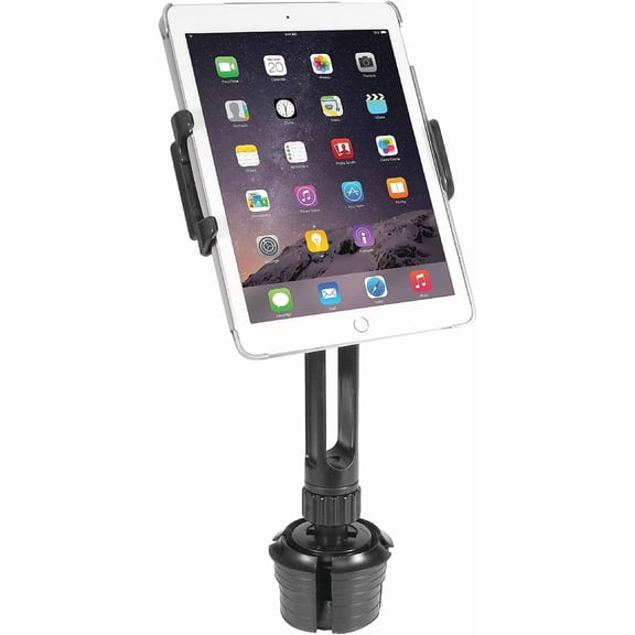 Cup Holder Tablet Mount - Heavy Duty iPad Cup Holder Car Mount Stand or Tablet Holder for Car, Truck, and Vehicle - Fits Devices 3.5" - 8 Wide with Case - Adjustable iPad Holder for Car