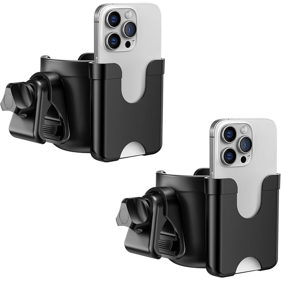 Cup Holder for Walker: Stroller Cup Holder Attachment with Phone Holder, Wheelchair/Stroller Accessories for Uppababy, Nuna, Doona, Rollator, Bike, Scooter, Baby Travel Essential