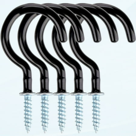 Cup Hooks, Cup Hooks 30 pcs Screw in Hooks Mug Holder Black Plastic Coated Heavy Duty Hook Hangers - 50mm (2 inch)