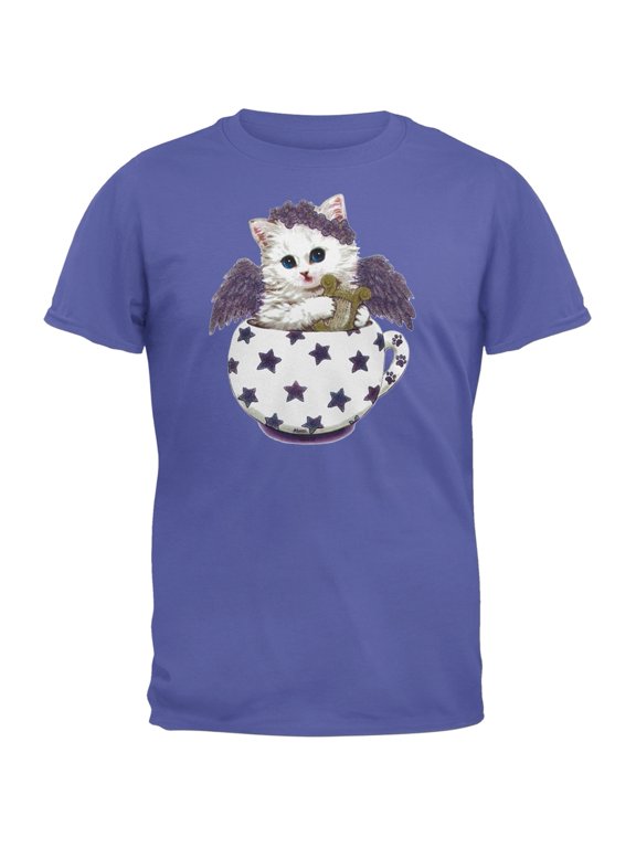 Cup Kitty Angel Purple T-Shirt - 2X-Large