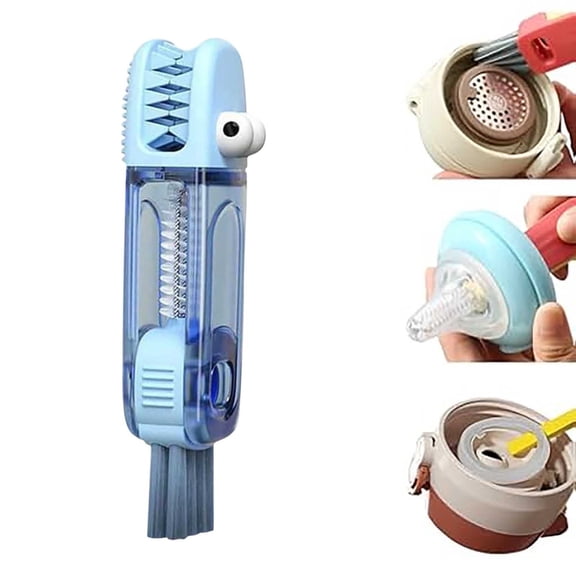 Cup Lid Crevice Cleaning Brush 3-in-1 | Multifunctional Bottle Straw Detail Tool | Portable Household Kit | Hard & Soft Bristle Brush | Space-Saving, Washable Material | Drinkware & Lid Cleaner