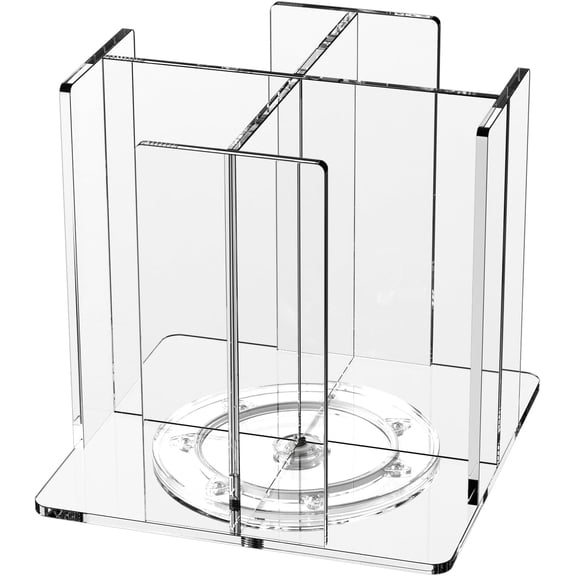 Cup and Lid Holder, 4 Compartment, Square | Rotating Coffee Cup Dispenser Lid Carousel for Restaurant, Buffet, Coffee Station, Bar, Countertop, Clear Acrylic