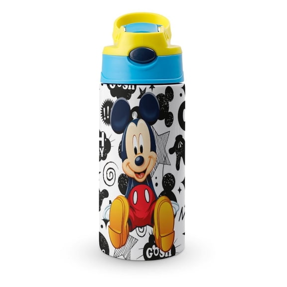 Cup Mickey Kids Straw Water Bottle, 16.9 Oz Stainless Steel Vacuum Insulated Water Bottle for School Travel Sport, Suitable for Both Boys And Girls Blue