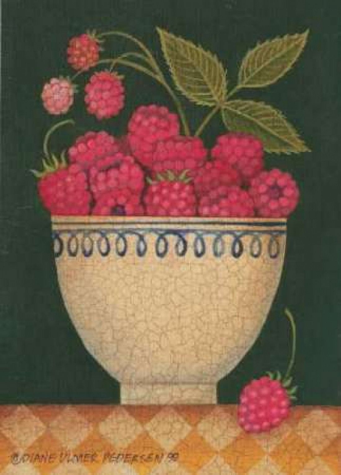 Cup O Raspberries Canvas Art - Diane Pedersen (20 x 28)