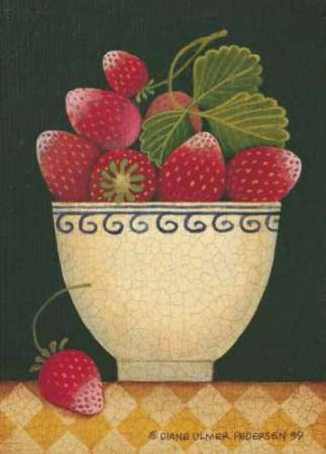 Cup O Strawberries Canvas Art - Diane Pedersen (20 x 28)