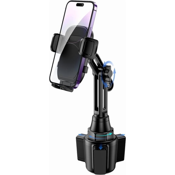 Cup Phone Mount for Car, [Upgraded Version] Universal Cradle Holder with Long and Adjustable Neck, Friendly Compatible Cell iPhone, Samsung, Google All Smartphones
