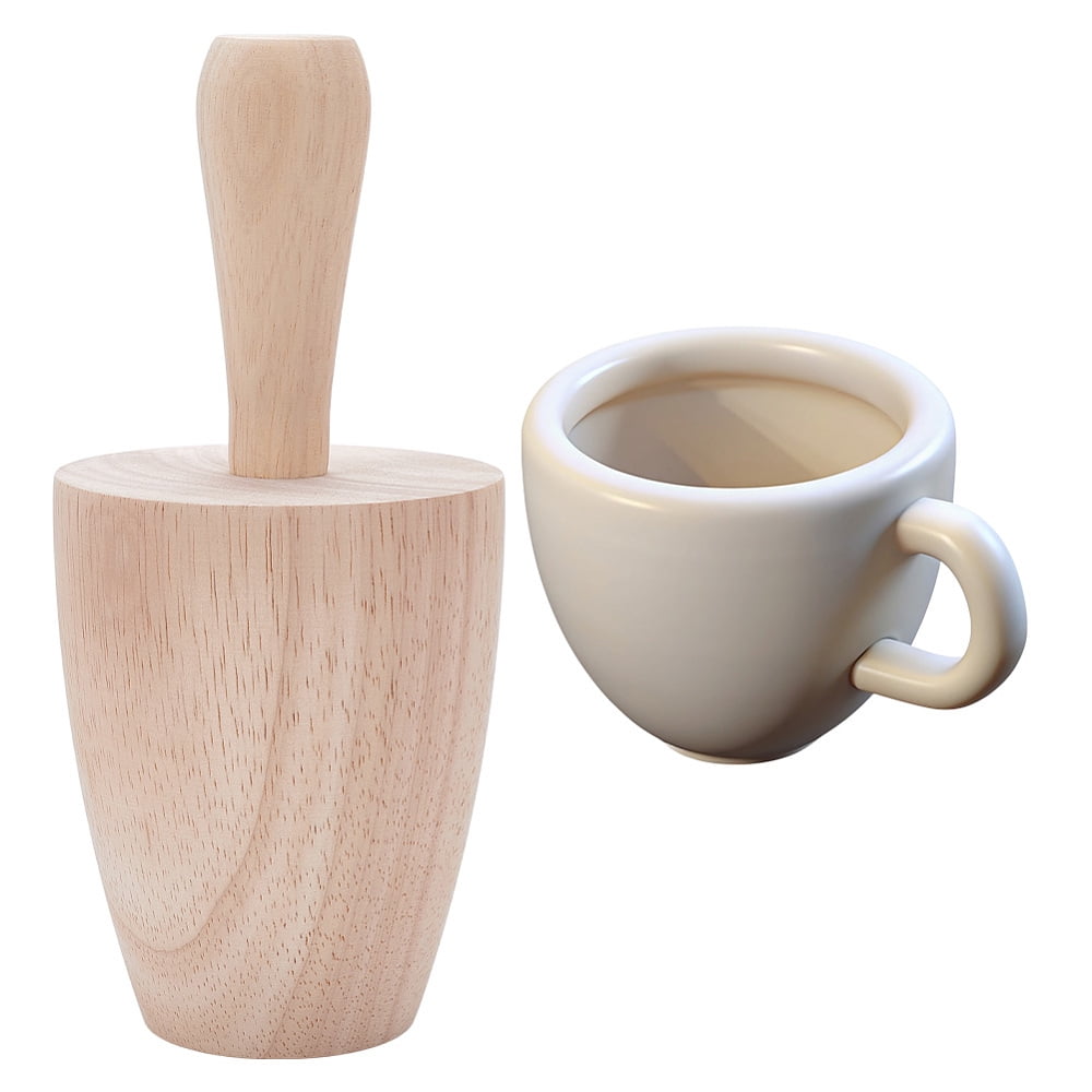 Cup Pottery Tool Wood Curved Plaster Tools Wooden Pottery Shaper Tools with Handle Blanched Almond Ceramics Shaping Tool for DIY Handmade Mugs Vases Clay 3.89"x8.54" DIY