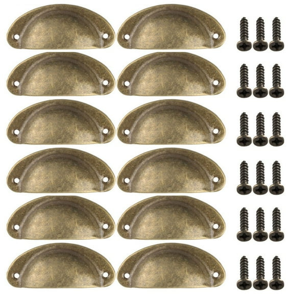Cup Pull Shell Handles Half Moon Kitchen Cupboard Cabinet Door Drawer Knobs 12 Pcs Set with Screws Iron Construction Multiple Finishes Available Easy Installation for Home Improvement