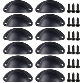 Cup Pull Shell Handles Half Moon Kitchen Cupboard Cabinet Door Drawer Knobs 12 Pcs Set with Screws Iron Construction Multiple Finishes Available Easy Installation for Home Improvement