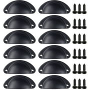 Cup Pull Shell Handles Half Moon Kitchen Cupboard Cabinet Door Drawer Knobs 12 Pcs Set with Screws Iron Construction Multiple Finishes Available Easy Installation for Home Improvement