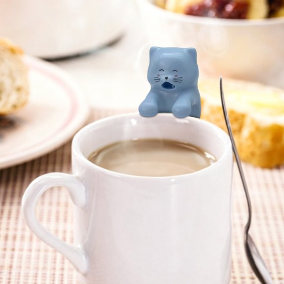 Cup Rim Cooling Fan Mini Beverage Cooler Fan Low Noise Cute Cartoon Cat Shaped Portable Drink Chiller Fan for Desk Office Coffee Tea Mug