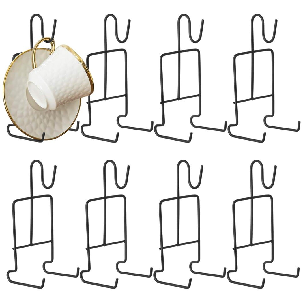 8 Pcs Cup and Saucer Display Stand, Tea/Coffee Mug Organizer Rack