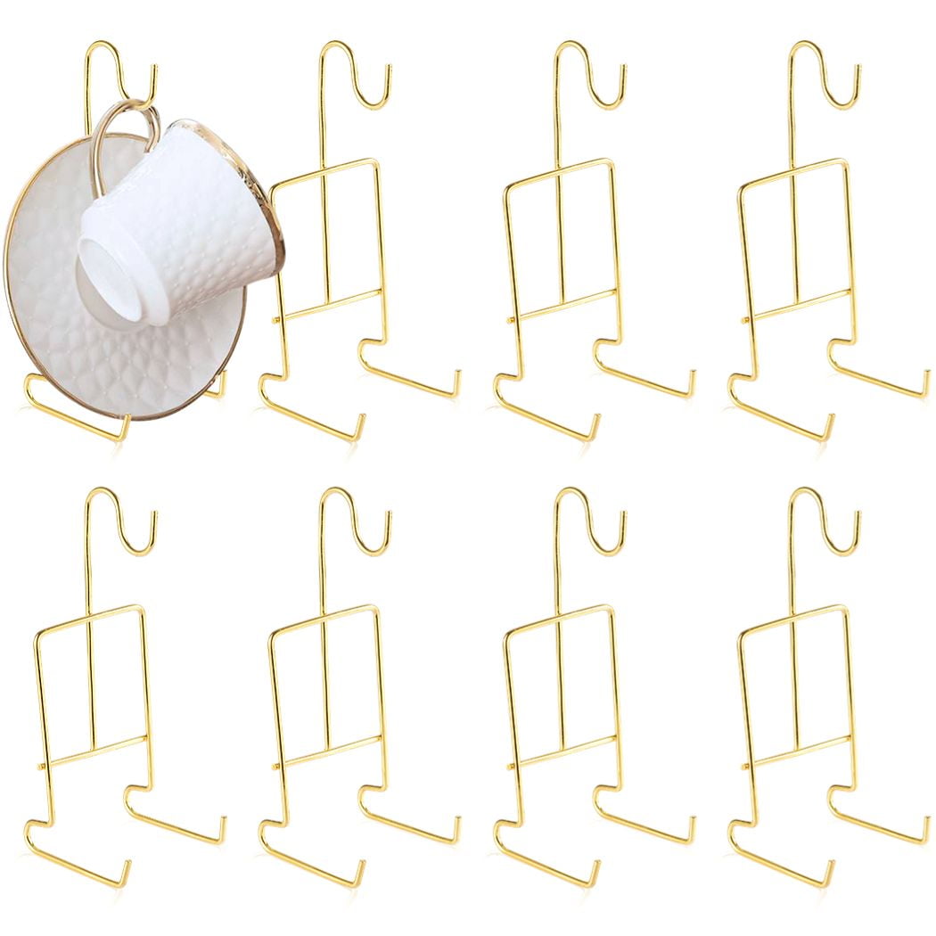 8 pcs Metal Cup and Saucer Display Stand, Tea Cup Holders, Coffee Mug