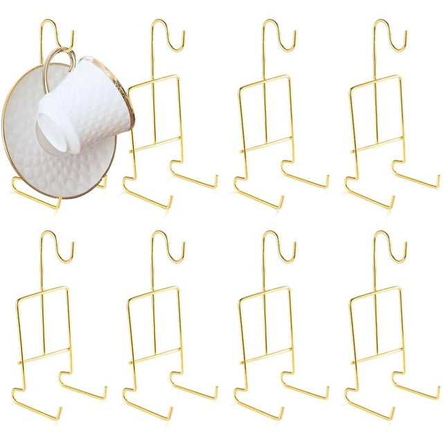 8 pcs Metal Cup and Saucer Display Stand, Tea Cup Holders, Coffee Mug