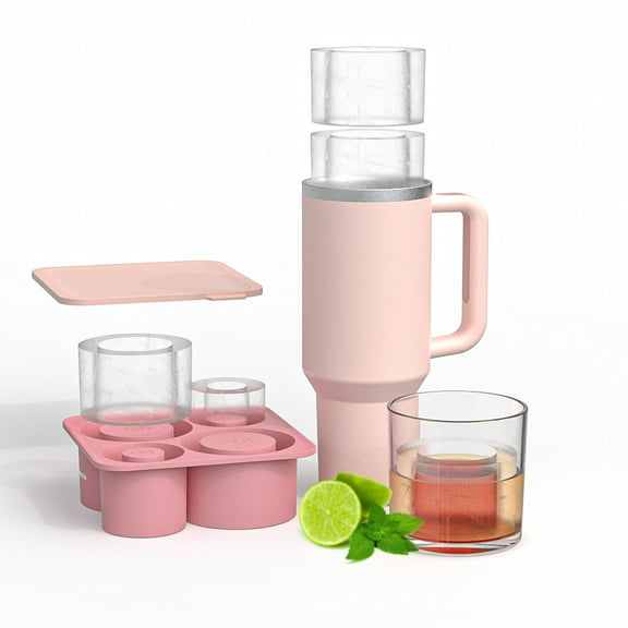 Cup Silicone Maker With Lid For 20oz 30oz 40oz Tumbler Reusable Silicone Ice Mold For Ice Drink 4 Pcs Cylinder Ice Tray Cup Accessories.Compatible With Stanley