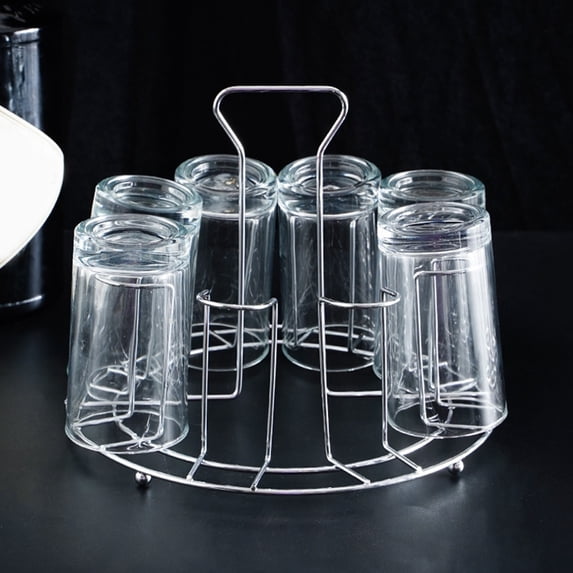 Cup Storage Rack,Stainless Steel Household Draining 8 Cup Storage Rack Holders,Desktop Hanging Inverted Storage Container,Convenient and Easys to Carry,Suitable for Party, Living Room,Office