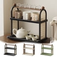 thumbnail image 1 of Cup Storage Rack Tea Organizer, Multi-tier Desktop Shelf for Kitchen Countertop and Home Office, Modern Green Plastic Decorative Display Unit, Topliu, 1 of 8