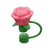 Cup Straws Topper Creative 3D Silicone Flower 10mm Rose Straw Topper Fit for Stanley Cup 14oz&20oz&30oz&40oz