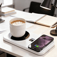 thumbnail image 1 of Cup Warmer, Smart Coffee Warmer with Wireless Charging, 2 in 1 Cordless Mug Warmer, 3 Levels Heating Temperature Controlfor, Portable Heating Coaster for Desk,Home,Office,Travel,Kitchen,White, 1 of 7